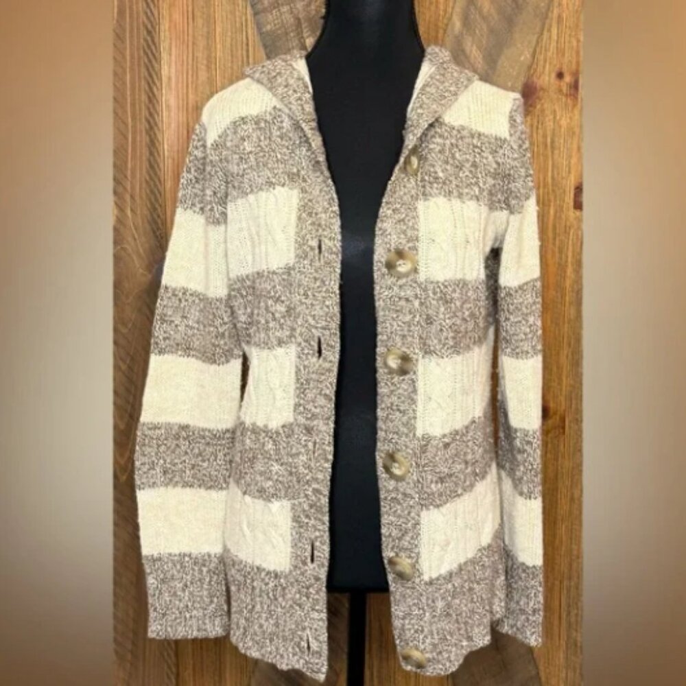 SO Cream and Brown Striped Cardigan